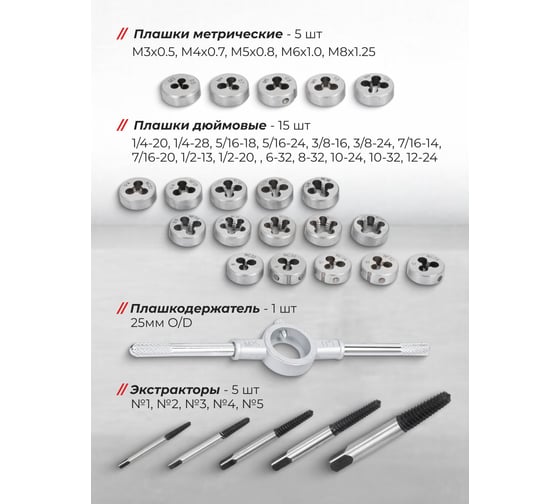 Набор метчиков и плашек JBC 50 предметов JBC-M050-3(64876)
