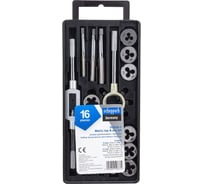 Набор метчиков и плашек метрический Scheppach 16 предметов (М3x0.5, М4x0.7, М5x0.8, М6x1, М8x1.25, М10x1.5, М12x1.75) Sch-PD016-1(64899)