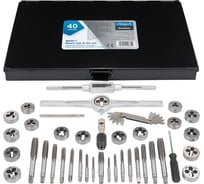 Набор метчиков и плашек метрический Scheppach 40 предметов (М3x0.5/0.6, М4x0.7/0.75, М5x0.8/0.9, М6x0.75/1, М7x0.75/1,М8x1/1.25, М10x1.25/1.5, М12x1.5/1.75) Sch-M040-1(64904)