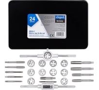 Набор метчиков и плашек метрический Scheppach 24 предмета (М5x0.8/0.9, М6x0.75/1, М8x1/1.25, М10x1.25/1.5, М12x1.5/1.75) Sch-M024-1(64906)