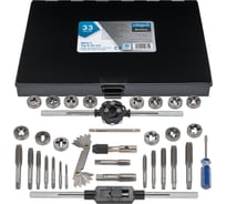 Набор метчиков и плашек Scheppach 33 предмета (метрич+дюйм)(М3x0.5,М4x0.7,М5x0.8,М6x1.0,М8x1.25,М10x1.5,М12x1.75;1/4,5/16,3/8,7/16,1/2,1/8-28,1/4-19) Sch-M033-3(64903)