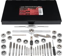 Набор метчиков и плашек JBC метрический 40 предметов (М3x0.5/0.6, М4x0.7/0.75, М5x0.8/0.9, М6x0.75/1, М7x0.75/1,М8x1/1.25, М10x1.25/1.5, М12x1.5/1.75) JBC-M040-1(64891)