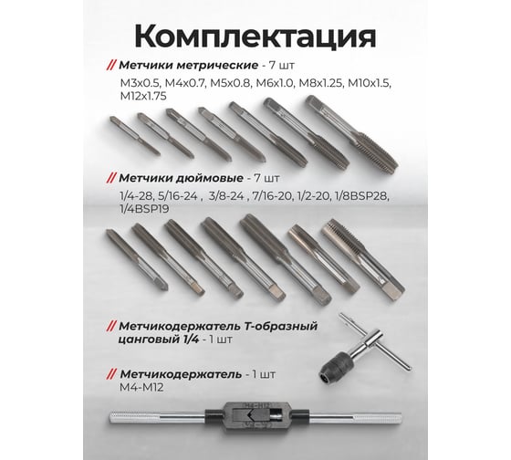 Набор метчиков и плашек JBC 33 предмета (метрич+дюйм) JBC-M033-3(64875)