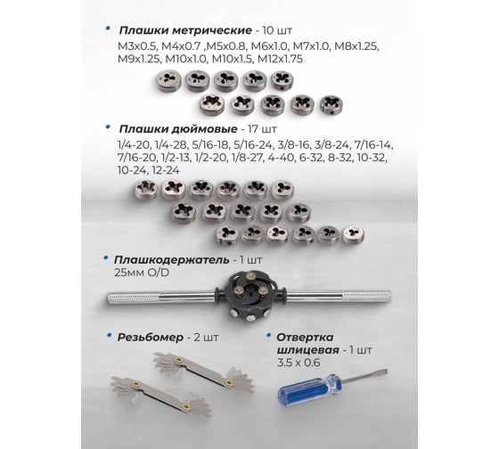 Набор метчиков и плашек Scheppach 60 предметов Sch-M060-3(64897)