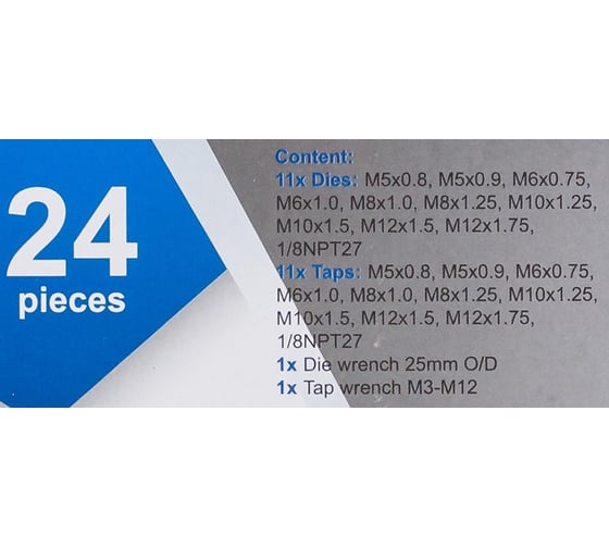 Набор метчиков и плашек JBC метрический 24 предмета JBC-M024-1(64893)