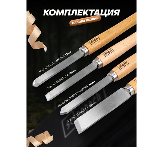 Стамески Scheppach набор 4 предмета Sch-6281(65681)