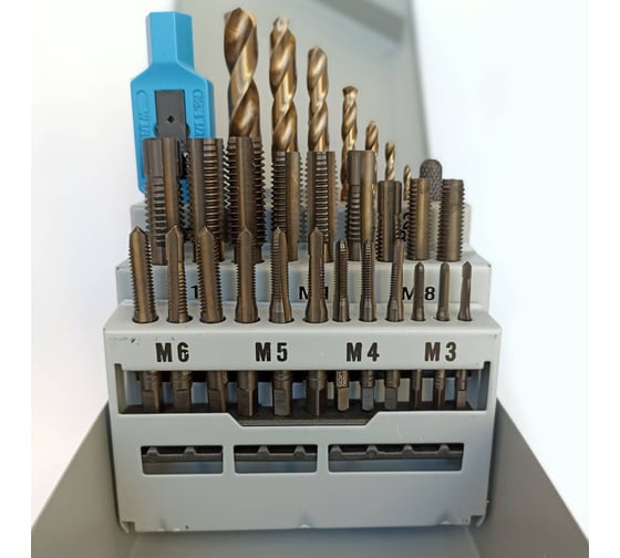 Набор ручных метчиков GSR DIN352 M3-M12 HSSE-VAP с воротком M3-M12 cверла 29 предметов B08508010