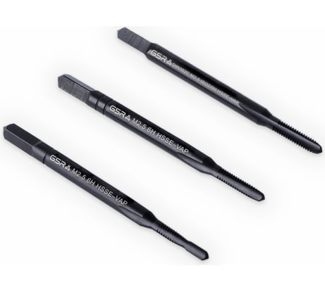 Ручные метчики GSR M2,5х0,45 HSSE-VAP DIN352 6H набор 3 шт для нержавейки B00813110