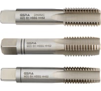 Ручные метчики GSR M20х2,5 HSSG DIN352 6H набор 3 шт для глухих и сквозных отверстий  B00105290