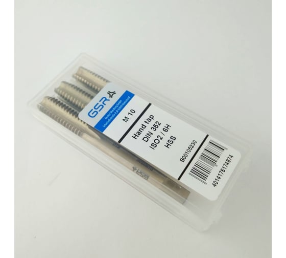 Ручные метчики GSR M10х1,5 HSSG DIN352 6H набор 3 шт для глухих и сквозных отверстий  B00105230