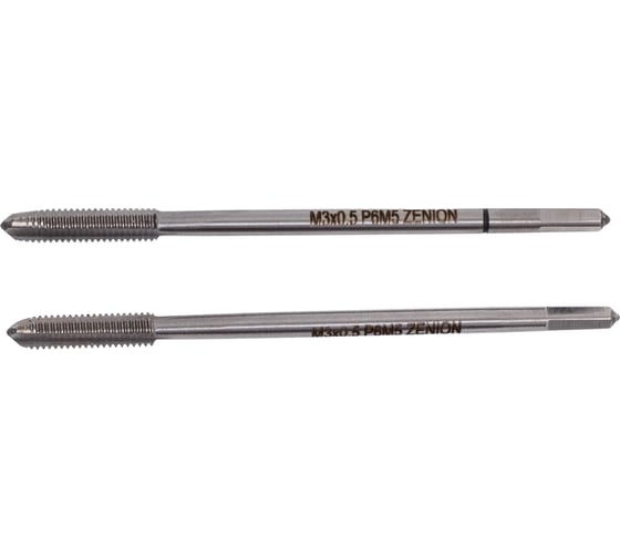 Метчик ZENION м/р М3,0x0.5, Р6М5(4341), ГОСТ 3266-81, с прох. хв, 2 шт мт00169у 1