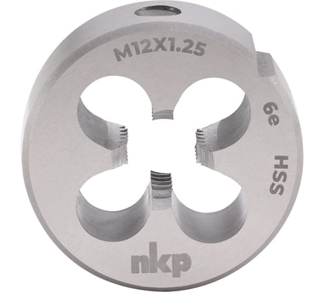 Плашка NKP М12, шаг 1.25мм, DIN EN 22568, HSS, 6e, 38x10мм 239122N