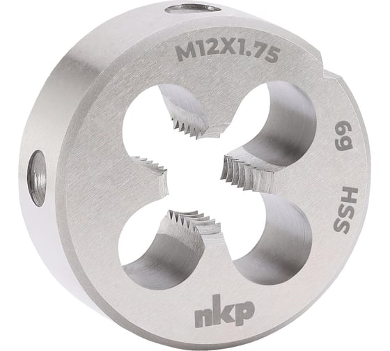 Плашка NKP М12, шаг 1.75мм, DIN EN 22568, HSS, 6g, 38x14мм 240120N