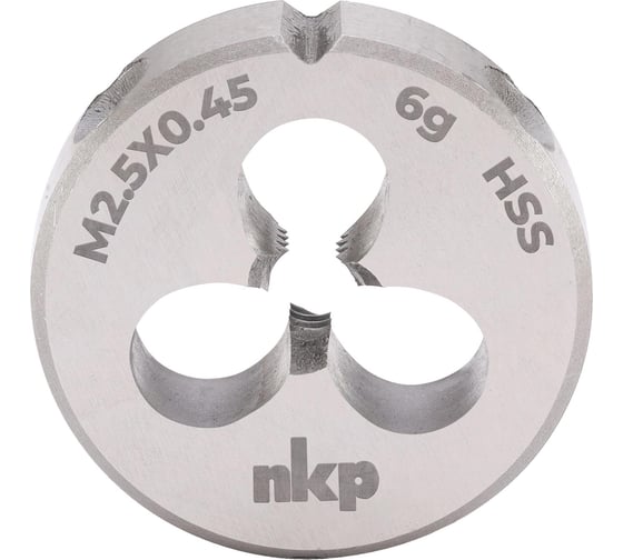 Плашка NKP М2.5, шаг 0.45мм, DIN EN 22568, HSS, 6g, 16x5мм 240025N