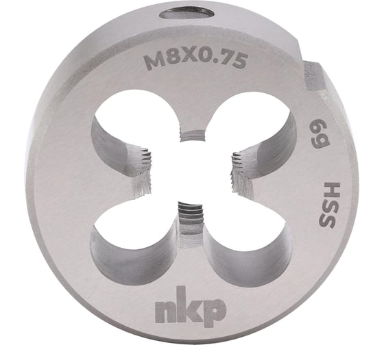 Плашка NKP М8 шаг 0.75мм DINEN22568 HSS 6g 25x9мм 240082N