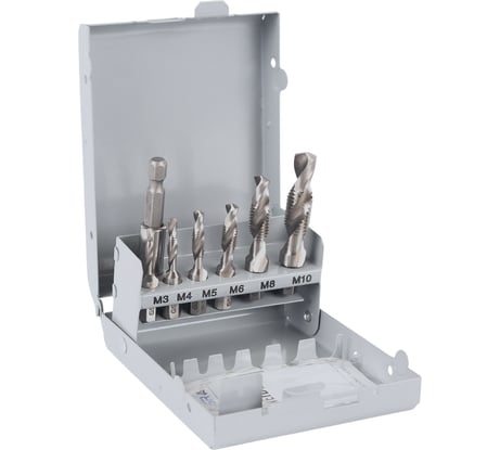 Набор сверл метчиков бит GSR М3-М10 комбинированных HSSG с переходником 1/4" магнитным держателем 00708020