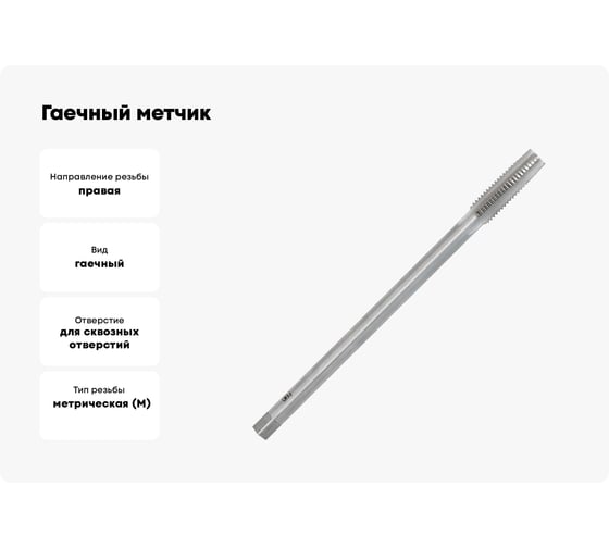 Гаечный метчик Волжский инструмент 12х1.75 в ПВХ-упаковке (ГТД) 3705027