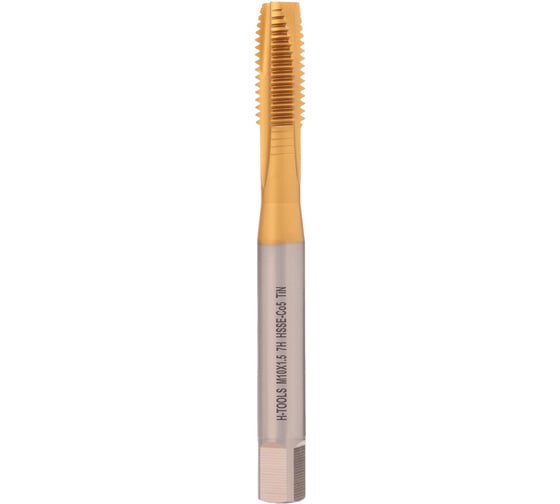 Метчик машинный H-Tools М10 шаг 1.5мм DIN371 HSSE-TiN 7h B/4-5P L-100мм a=8.0 117X01-C2-0100 1