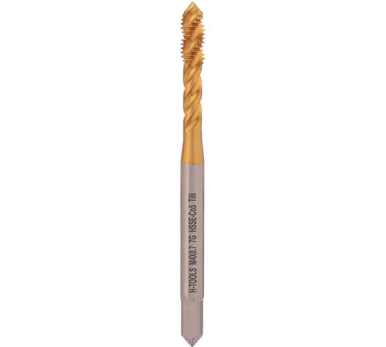 Метчик машинный спиральный H-Tools М4 шаг 0.7мм, DIN371, HSSE-TiN 7g C/2-3P R45 L-63мм, a=3.4 515X01-C2-0040