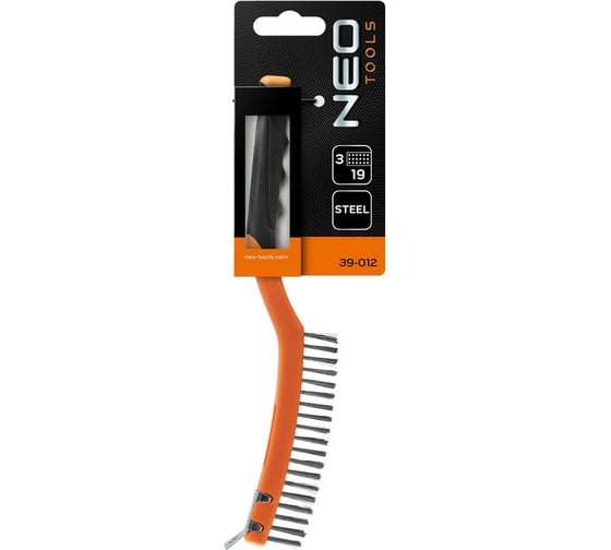 Проволочная щетка NEO Tools стальная проволока, 3х19 рядов со скребком 39-012