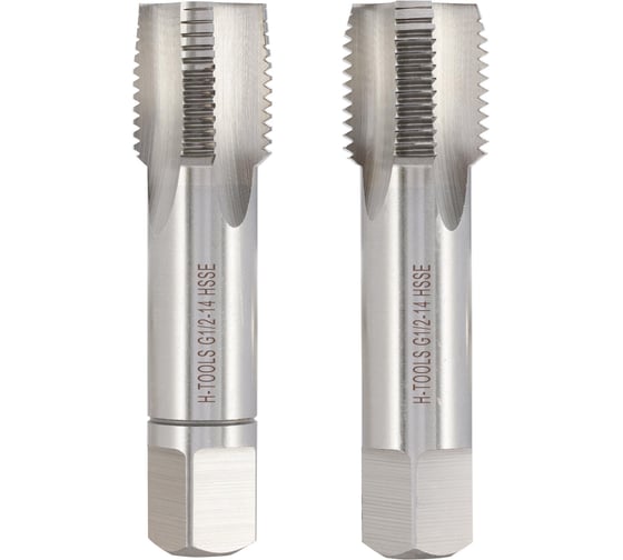 Метчик трубный H-Tools G 1/2 -14, комплект из 2х шт., DIN5157, HSSE, L-80мм, a=12 55318EHT 1