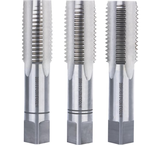 Метчик H-Tools М27 шаг 3.0мм комплект из 3х шт. DIN352 HSSE 6h L-110мм a=16 230270EHT 1