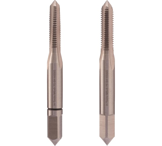 Метчик H-Tools М6 шаг 0.75мм комплект из 2х шт. DIN2181 HSS-G 6h L-50мм a=4.9 235060HT 1