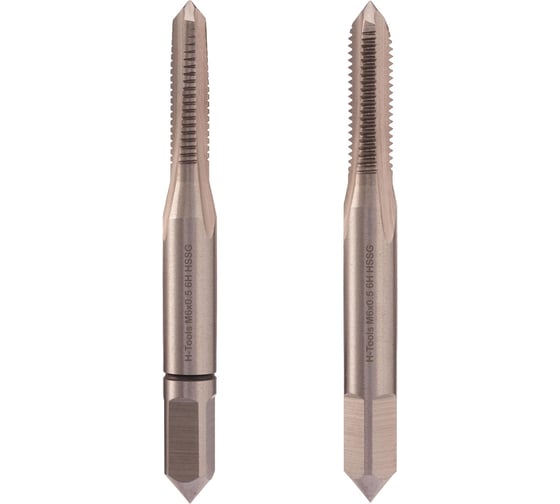 Метчик H-Tools М6 шаг 0.5мм комплект из 2х шт. DIN2181 HSS-G 6h L-50мм a=4.9 235061HT 1