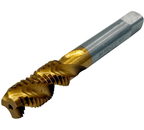Метчик машинно-ручной TORNERI М 14x2.0 Р6М5 ГОСТ 17933-72 с винтовой канавкой с покрытием TiN Т025917 1