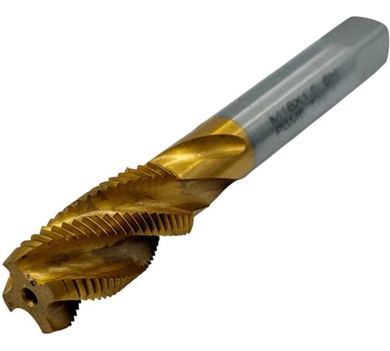 Метчик машинно-ручной TORNERI М 16x1.5 Р6М5 ГОСТ 17933-72 с винтовой канавкой с покрытием TiN Т025920 1