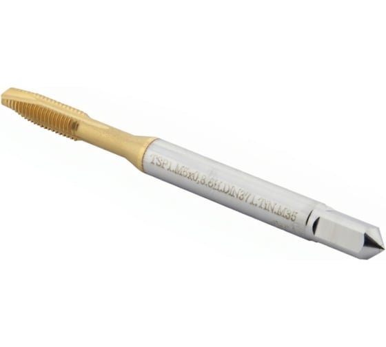 Метчик CNCINS M5x0,8 для сквозных отверстий, DIN371, с покрытием TiN, TSP1.M5х0,8.6H.DIN371.TiN