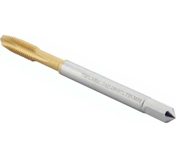 Метчик CNCINS M6x1,0 для сквозных отверстий, DIN371, с покрытием TiN, TSP1.M6х1,0.6H.DIN371.TiN