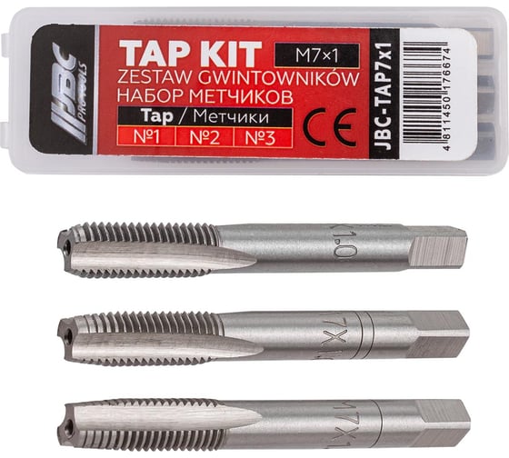 Метчик M7x1, 3шт. JBC-TAP7x1/к-т 3шт/(63101) 1