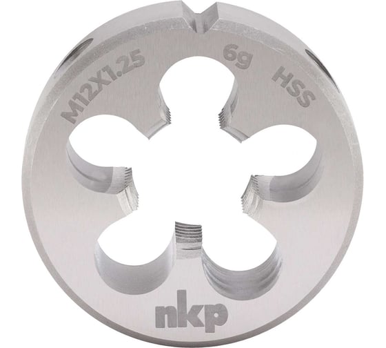Плашка NKP М12, шаг 1.25мм, DINEN22568, HSS, 6g, 38х10мм 240122N 1