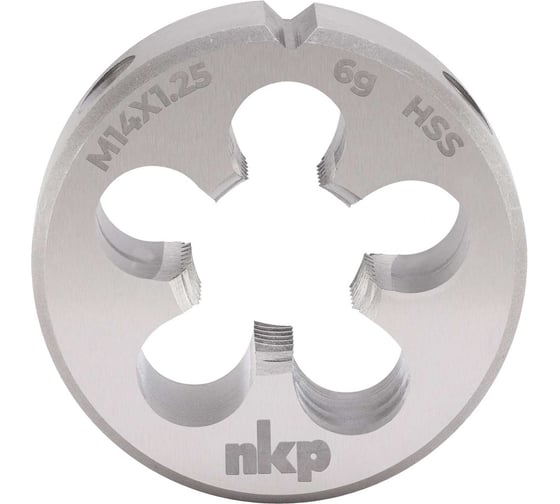 Плашка NKP М14, шаг 1.25мм, DINEN22568, HSS, 6g, 38х10мм 240142N 1