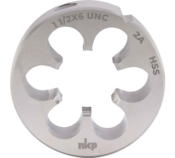 Плашка NKP UNC 1 1/2 -6 DINEN22568, HSS, 2A, 75x30мм 245112N 1