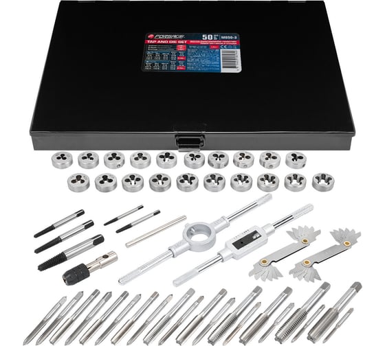 Набор метчиков и плашек Forsage 50 предметов, в металлическом кейсе F-M050-3(8766) 1