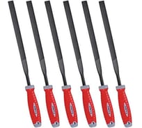 Надфиль плоский ООО МПК "Технологические Инновации" набор 6 штук 180мм - HAIBOSHI; двухкомпонентная ручка 20265