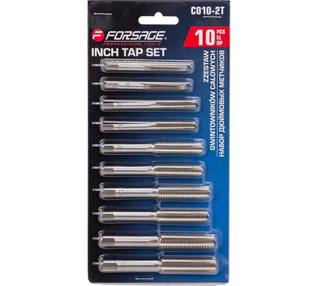 Набор метчиков дюймовых Forsage 10 предметов в блистере F-C010-2T(8749)