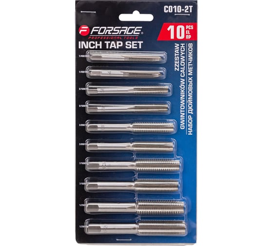 Набор метчиков дюймовых Forsage 10 предметов в блистере F-C010-2T(8749) 1