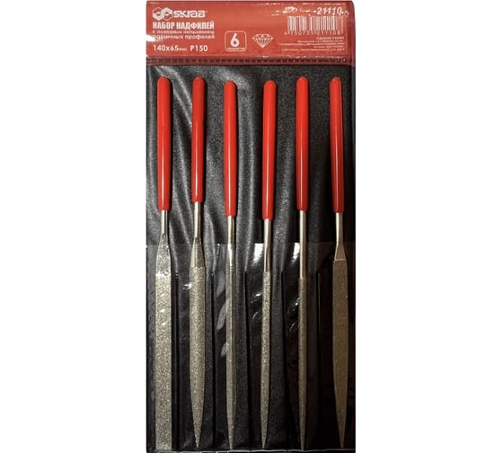 Надфили алмазные SKRAB 6 предметов, 3х140х65мм, P150 21110 1