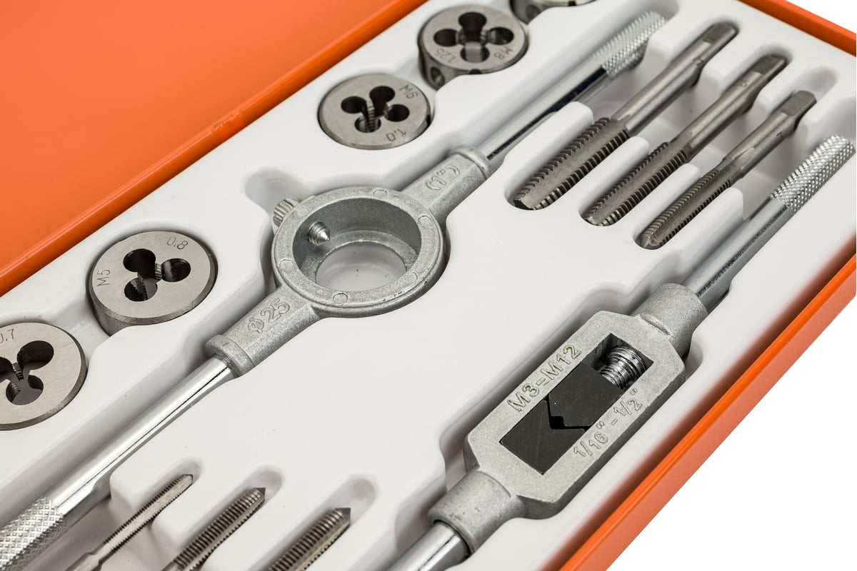 Набор метчиков и плашек BOHRER метрические, М3x0,5 М4x0,7 М5x0,8 М6x1,0 ...