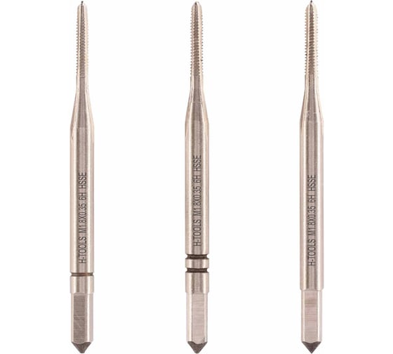 Метчик H-Tools М1.8 шаг 0.35мм комплект из 3-х шт. DIN352 HSSE a=2.1 230018EHT 1