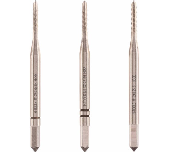 Метчик H-Tools М1.2 шаг 0.25мм комплект из 3-х шт. DIN352 HSSE a=2.1 230012EHT 1