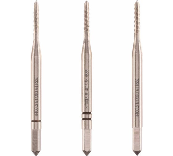 Метчик H-Tools М1.4 шаг 0.3мм комплект из 3-х шт. DIN352 HSSE a=2.1 230014EHT 1