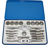 Комплект резьбонарезного инструмента: вороток и плашкодержатель CNIC и по 9 метчиков и плашек М3-М12 в мет. футл.20 поз.SM020-1 65502