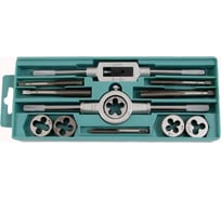 Комплект резьбонарезного инструмента: вороток и плашкодержатель CNIC и по 5 метчиков и плашек М6-М12 в пласт. коробке 12 позиций 50334