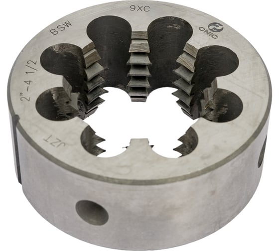 Плашка CNIC дюймовая 2"- 4 1/2BSW 55гр 9ХС 4 1/2 ниток/дюйм, dнар. 90мм резьба Уитворта 55869