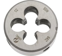 Плашка CNIC дюймовая 1/2"-12BSW 55гр 9ХС 12 ниток/дюйм, dнар. 38мм резьба Уитворта 39885 20295616