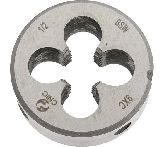Плашка CNIC дюймовая 1/2"-12BSW 55гр 9ХС 12 ниток/дюйм, dнар. 38мм резьба Уитворта 39885